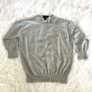 J.Crew Women 3/4 Sleeve Crew Neck Tippi Sweater Small Gray Merino Wool Pullover